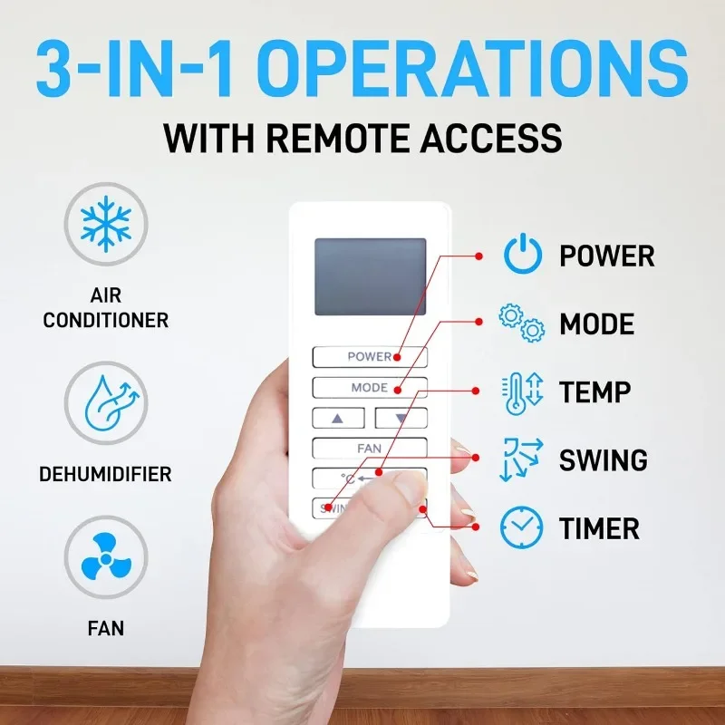 デジタルリモコン付きポータブルエアコン、最大550平方フィートの部屋用のルームエアコン、14,000 btu