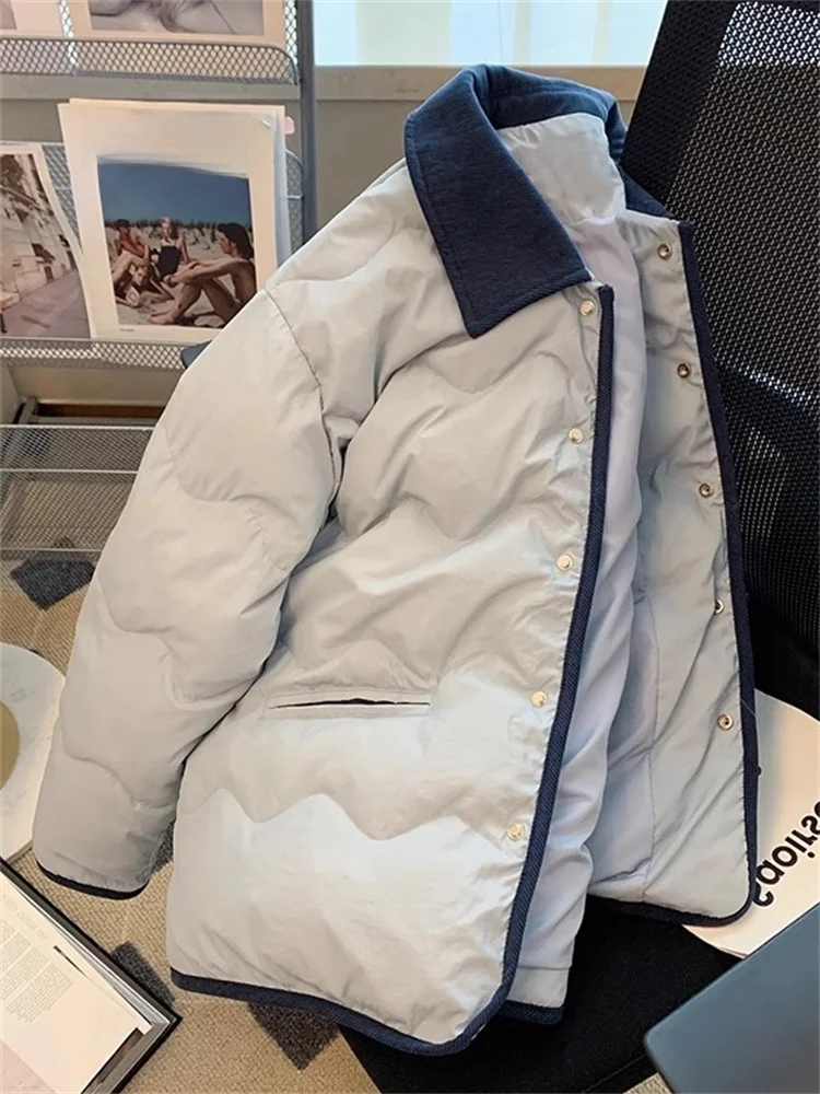 

Korean Loose High-End Color Blo Collar Cotton Jaet Lightweight Faionable Versatile Men Women Autumn Winter Small Size