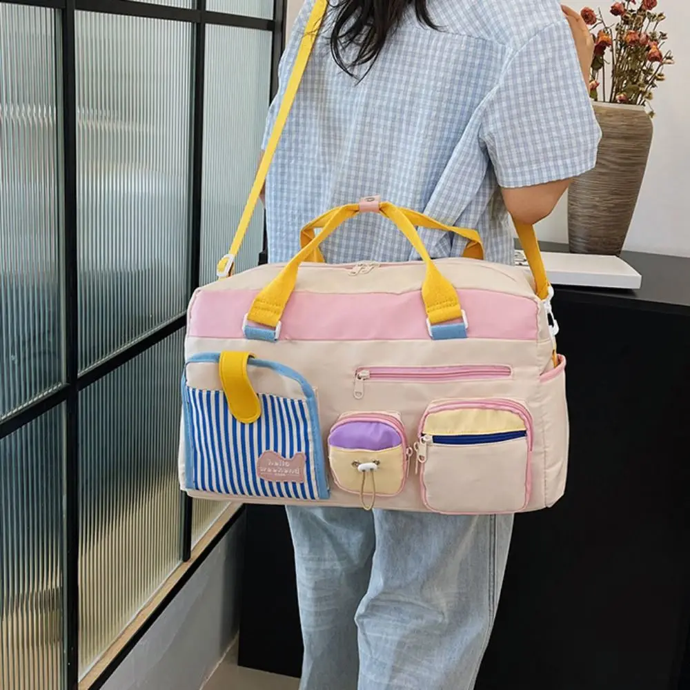 

Oxford Travel Duffel Bag Foldable Short Distance Travel Luggage Bag Sturdy with Shoe Compartment Large Capacity Handbag Fitness