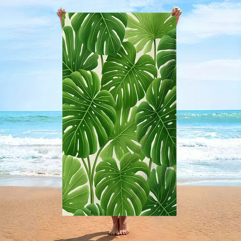 Tropical Monstera Leaf Minimal Print Beach Towel Quick Dry Soft Microfiber Towel For Summer Beach Pool Home Decor
