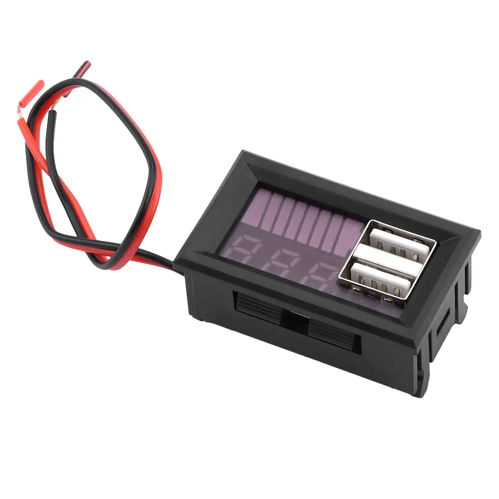 Dual USB 5V 2A voltmetro per auto pannello misuratore di tensione 11.1V-12.6V 3S batteria al litio/12V indicatore di capacità della batteria acida