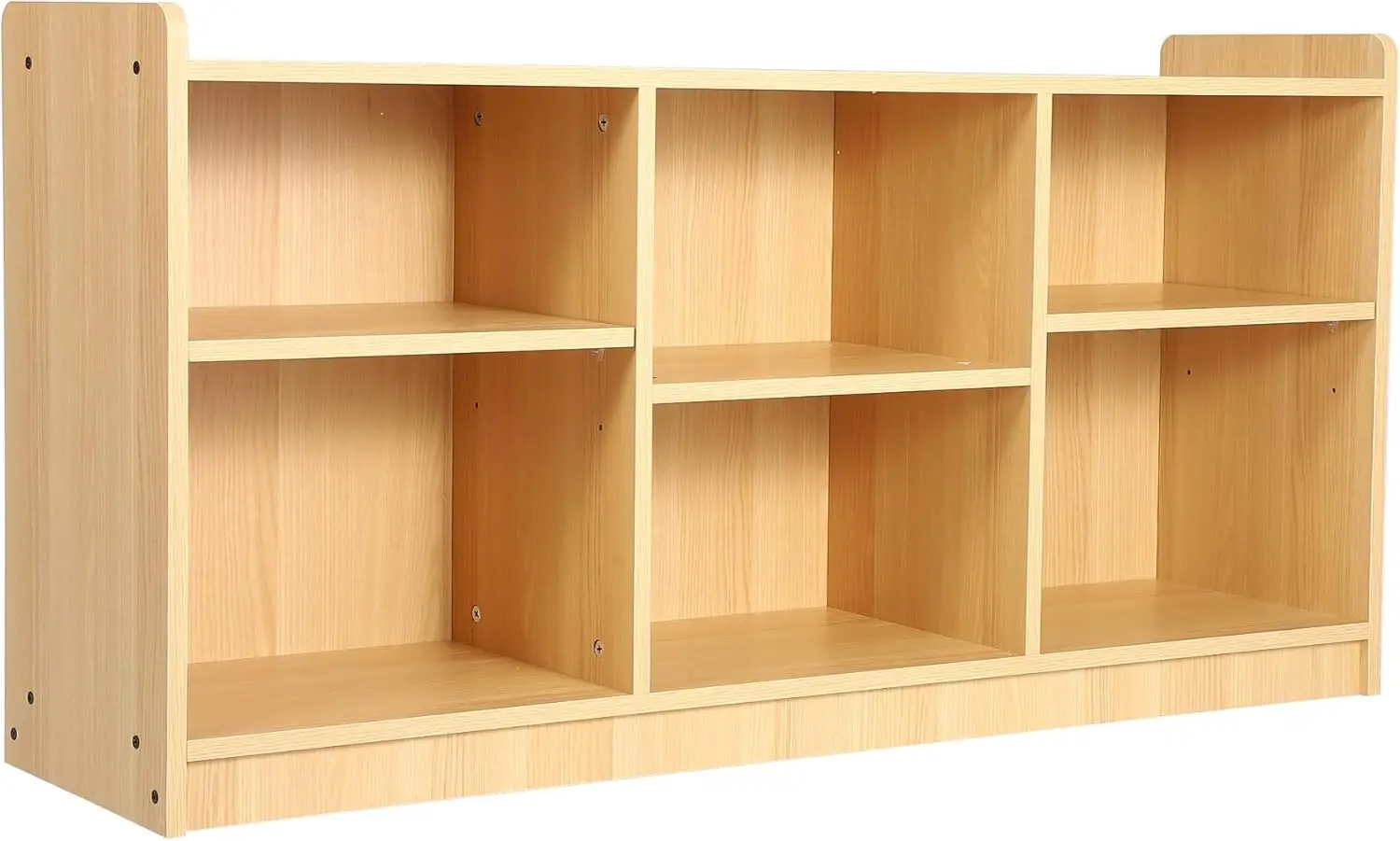 

6-Shelf Montessori Toy Organizer with Adjustable Dividers, Natural Wood Bookcase for Playroom & Classroom
