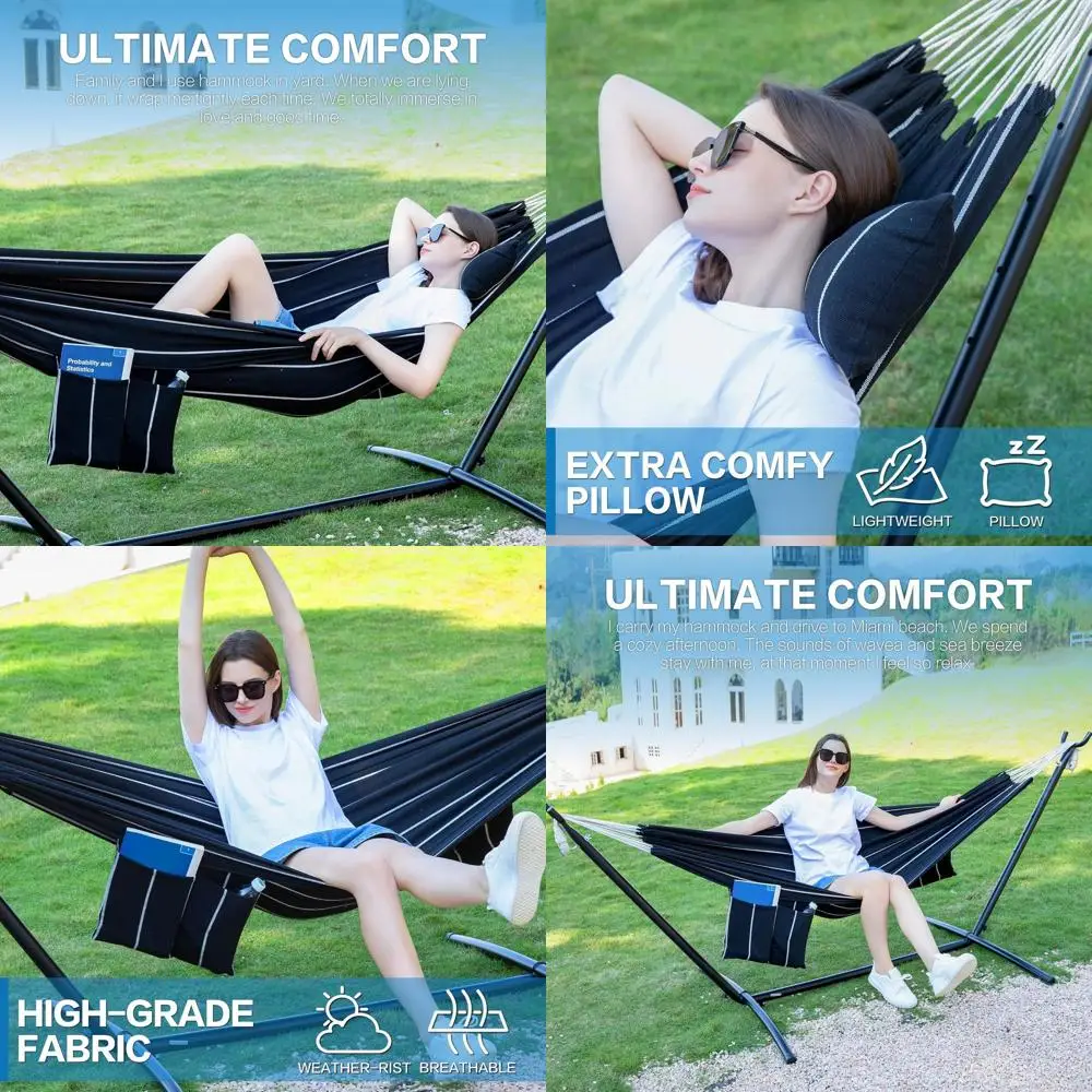 

Portable Outdoor Double Hammock Stand - Heavy-Duty Steel, Space-Saving, 450 lbs Capacity, for Patio & Garden (Chasm)