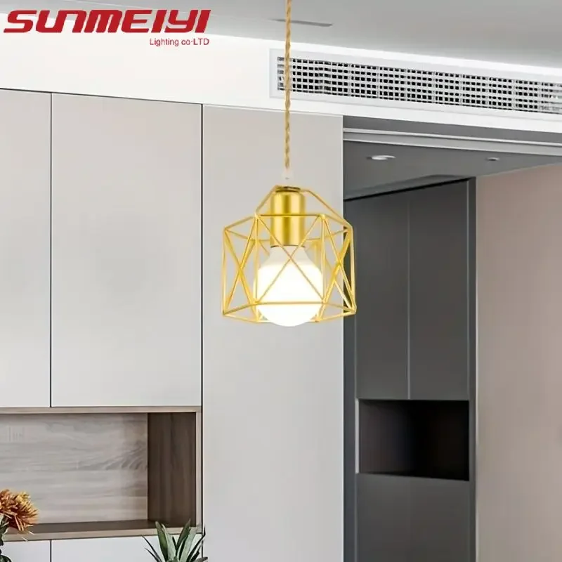 Nordic Retro American Style Wrought Iron Ceiling Light Chandelier for Living Room Bedroom Creative Personalized Decorative Light