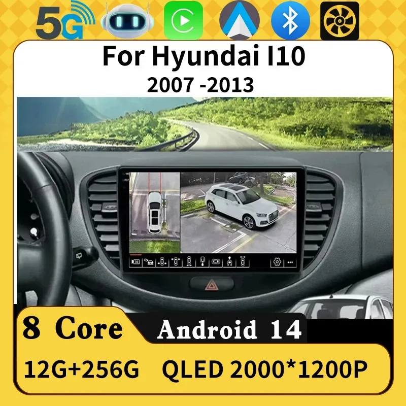 

Автомобильный радиоприемник CarPlay Auto WIFI 4G для Hyundai i10 2007 2008 2009 2010 2011 2012 2013 GPS Мультимедийный плеер DSP стерео BT Android15
