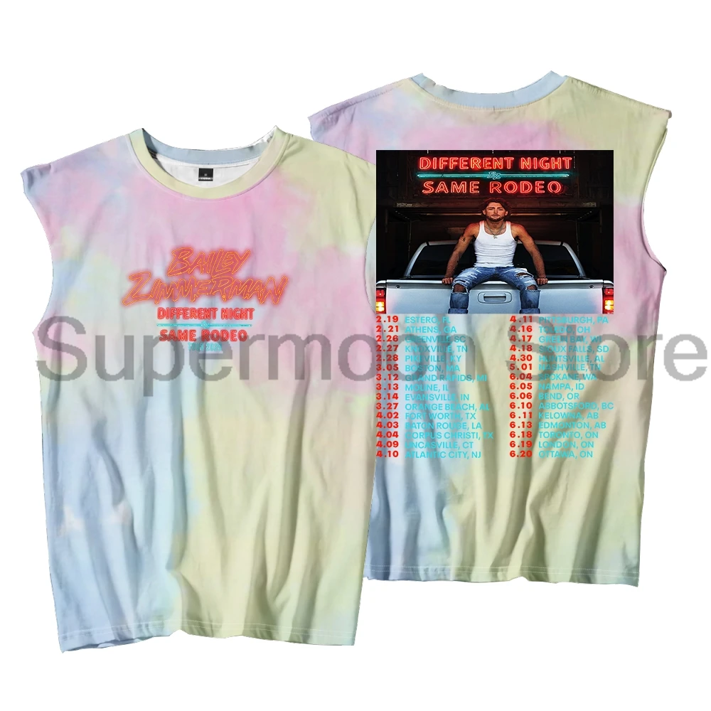 Bailey Zimmerman Different Night Same Rodeo Tour 2026 Tank Tops Unisex Sleeveless Vest Women Men Outdoor Streetwear Tops