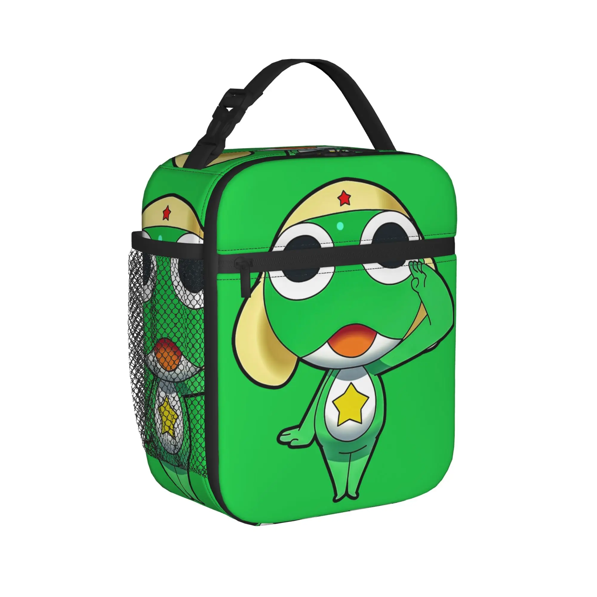 Bolsa térmica con aislamiento para el almuerzo, diseño de dibujos animados de Sargento Frog Keroros, reutilizable, contenedor para el almuerzo, bolsa portátil para el almuerzo, bolsa para comida escolar