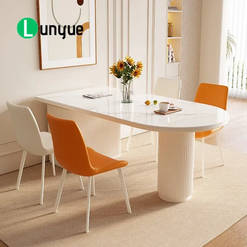 Cream Style Island Dining Table with Integrated Paint Cabinet Small Apartment Household Rock Slab Bar Open Kitchen Guide