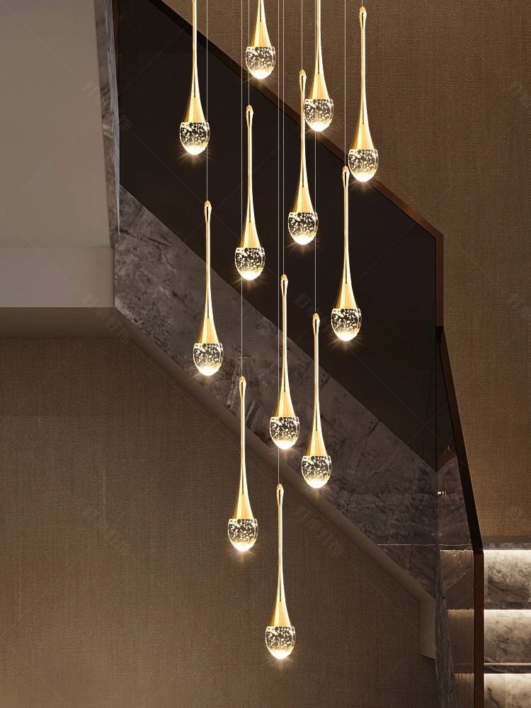 

Modern spiral staircase crystal LED pendant lamp gold/black living room home decoration luxury villa attic hall bedroom lighting