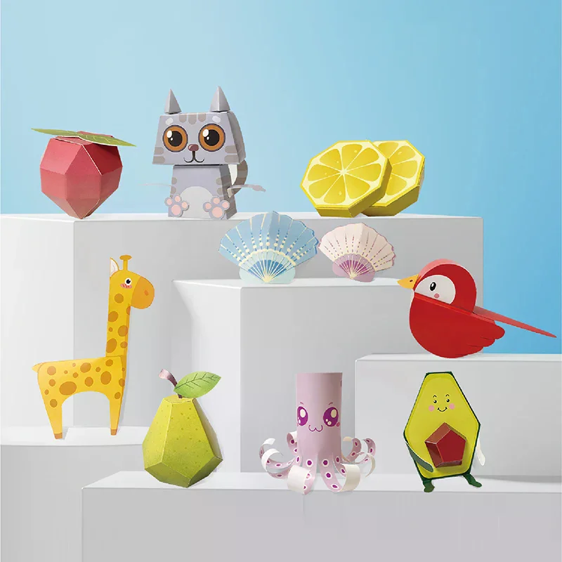 3D handgemaakt origami-boek, leuke DIY origami-papierknutselset, gemakkelijke handgemaakte ambachtelijke 3D-papiermodellen voor woondecoratie Dierenbeeldje Cadeau