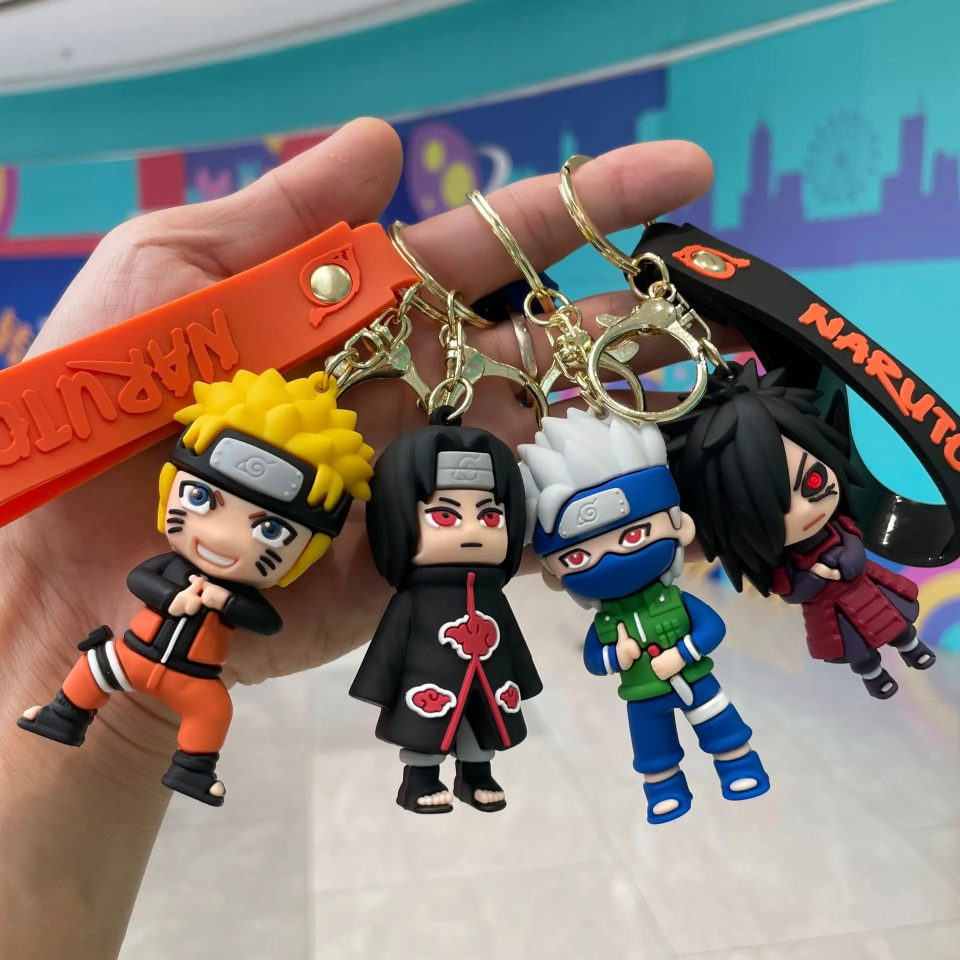 Anime Naruto Action Figure Toys Silica Gel Keychain Uchiha Sasuke Uchiha Itachi Hatake Kakashi Model Doll Children's Gifts