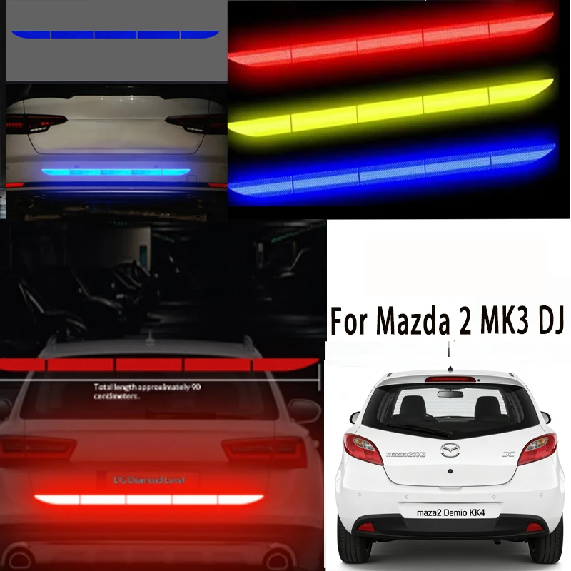 

For Mazda 2 MK3 DJ Car Reflective Warning Tape Trunk Anti-Collision Bumper Strip Universal Auto Safety Reflector Sticker