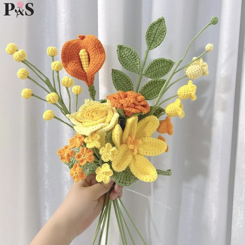 Buket Bunga Rajutan Buatan Tan - Home Decor Tulip ulasan dan harga