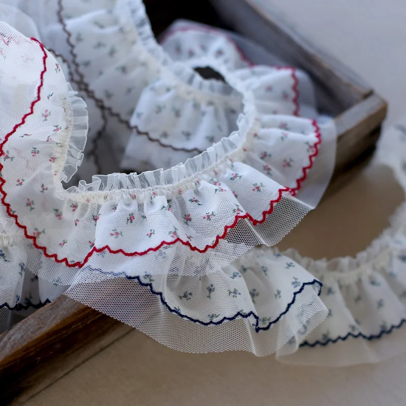 

20 ярдов плиссированный тюль, тонкая кружевная лента с рюшами, воротник, аппликация, сделай сам, платье, одежда, юбка, красная швейная ткань