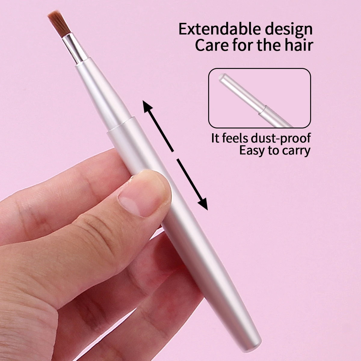 2 stks mode telescopische lippenborstel lippenstiftborstel telescopische draagbare ronde kop kleurstof cover make-up artiest professionele lipliner