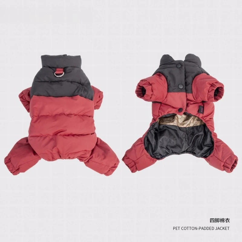 Winter Four‑Legged Dog Down Coat, Thick Warm Tractive Pet Jacket for Small Puppies Teddy Bichon Schnauzer
