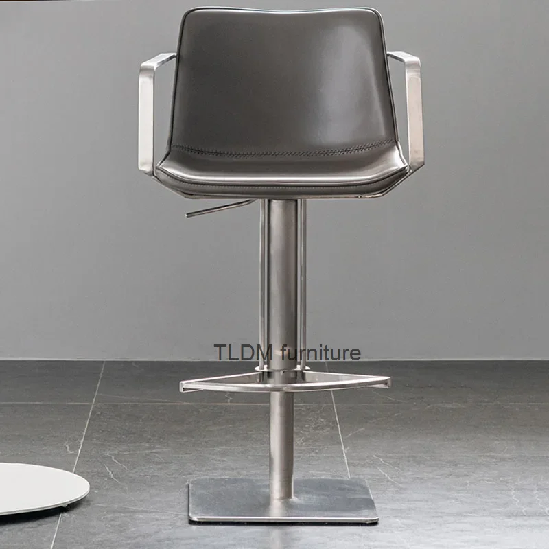 

Modern and Minimalist Bar Chair Dining Room Iron Rotating Bar Chair Luxury Backrest High Legged Stool Chaise 라탄의자 Furnitures AA