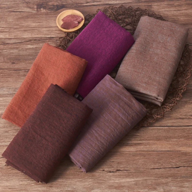 

High quality flax tissu Fermentation and washing of yarn-dyed fabrics High-end clothes, dresses fabric