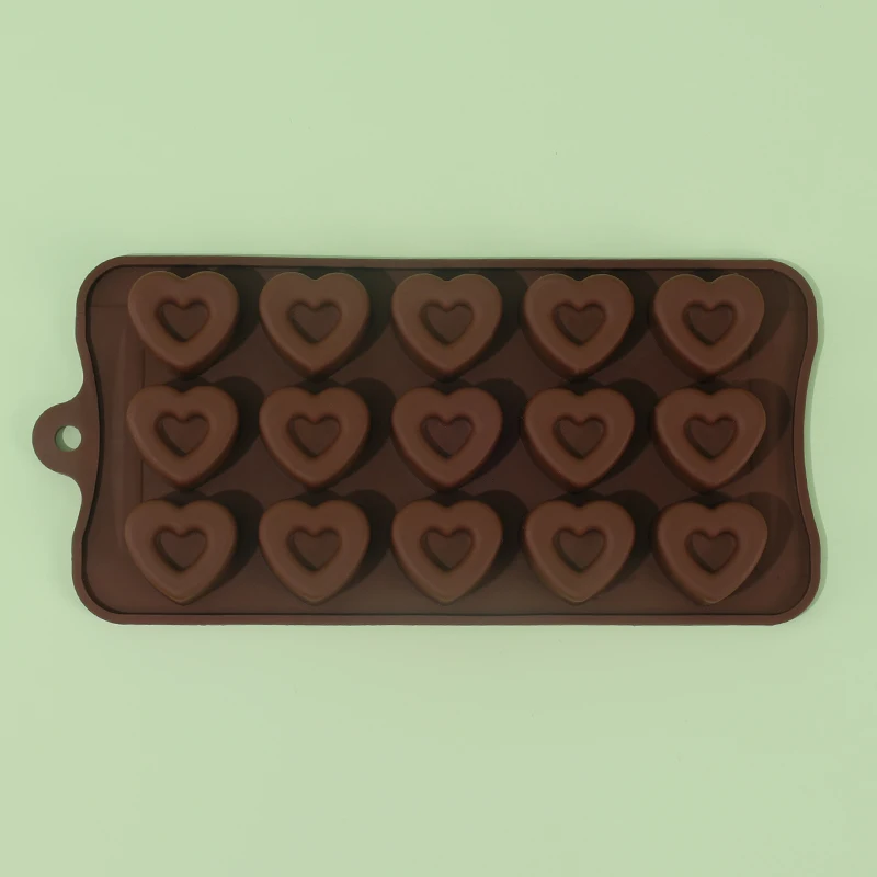 15 Hole Love Chocolate Baking Silicone Mold BPA Free Heart Shaped Soft Candy Jelly Fudge Pudding Cakes Pastries Making Tool