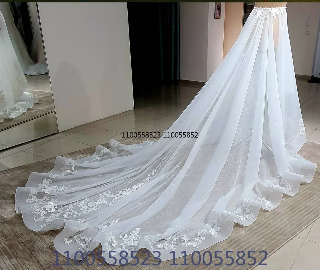 Trem destacável do casamento, Trem removível, Casamento Overskirt, Lace Appliqué saia