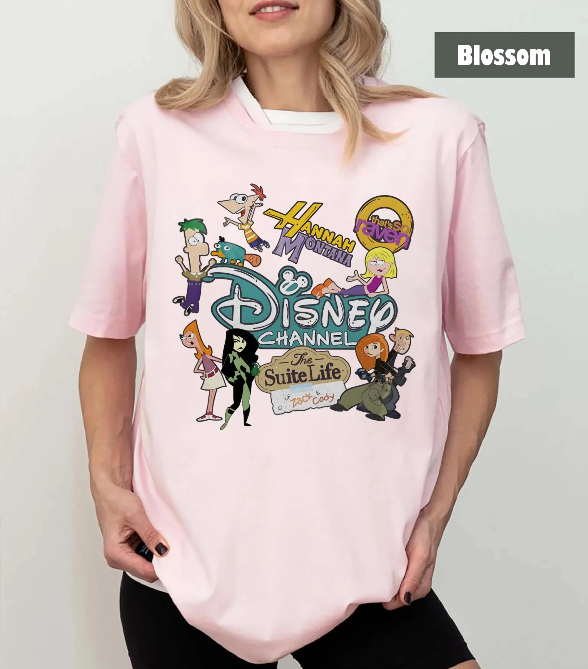 Personajes animados de Disney Channel Hannah Montana Lizzie Maguire, camisetas Phineas Faber, camisetas Dream Come True, Disney Journey