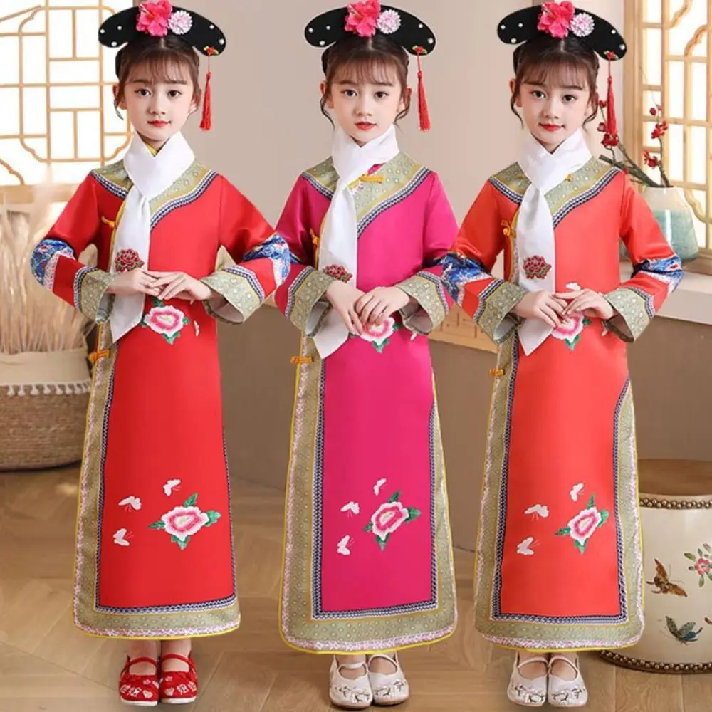 Chinese Stijl Qing-dynastie Ge Ge Kleding Qing-dynastie Afdrukken Manchu Vlag Kleding 4 Kleuren Mode Prinses Hanfu Jurken