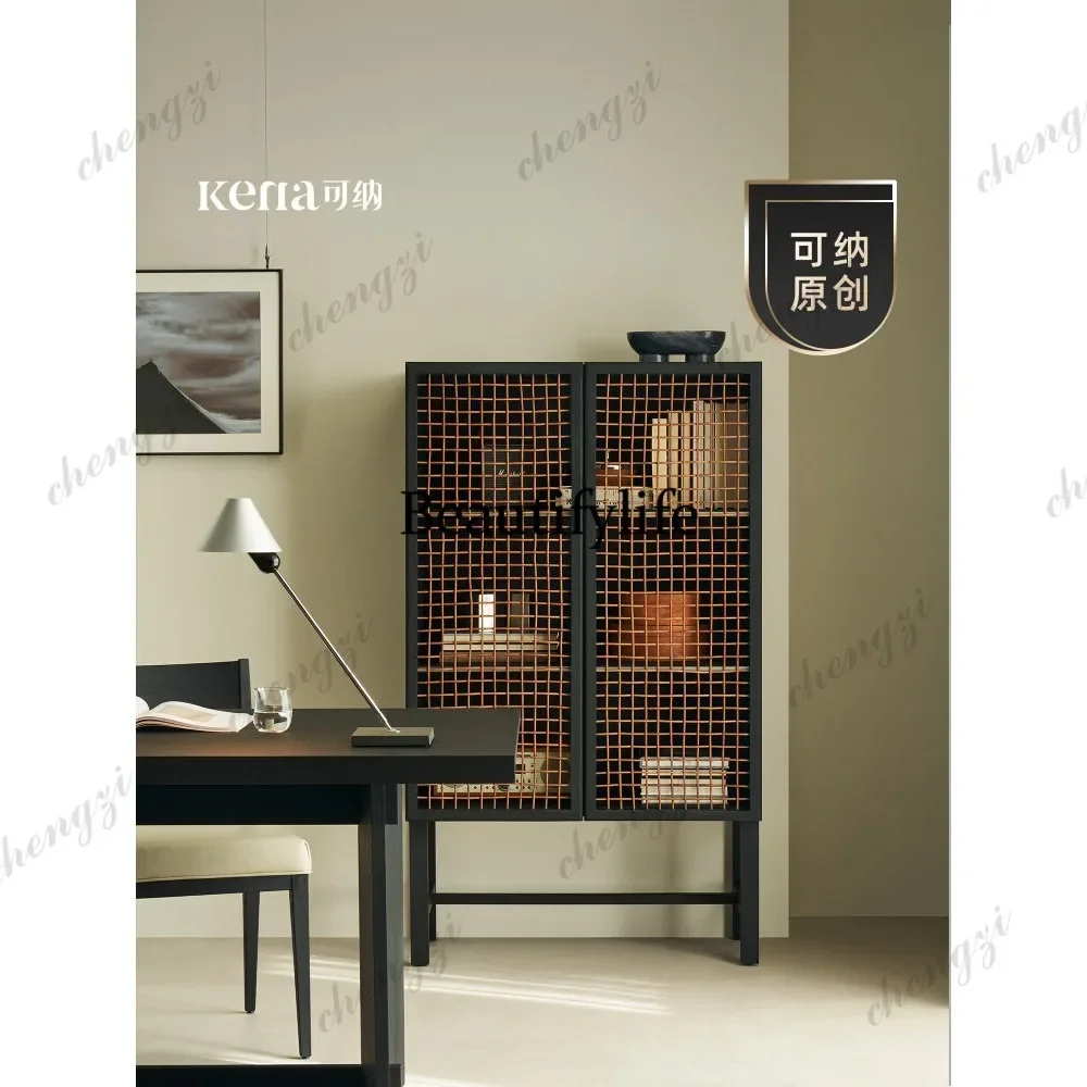 M132 Side cabinet floor-to-ceiling cowhide rattan living room home storage cabinet bedroom storage cabinet