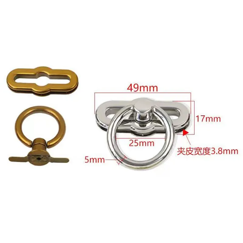 5PCS Ring Shape Metal Clasp Turn Latch Lock DIY Leather Handbag Bag Durable Buckle Twist Purse Hardware Elegant Part Accessories