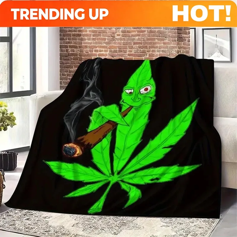 Customize Dank Weed Cigar-Themed Blanket Soft Funny Throw Blanket Cozy Lightweight Plush Portable Cover Blanket For Sofa,Warm Gi