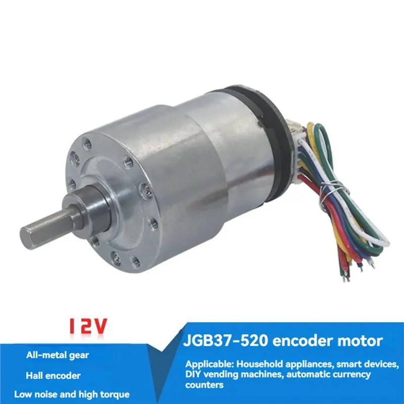 T21C JGB37-520 DC 12V Reduction Motor Hall Encoder 333RPM Car Motor For Self-Balancing Car With Speed Measurement