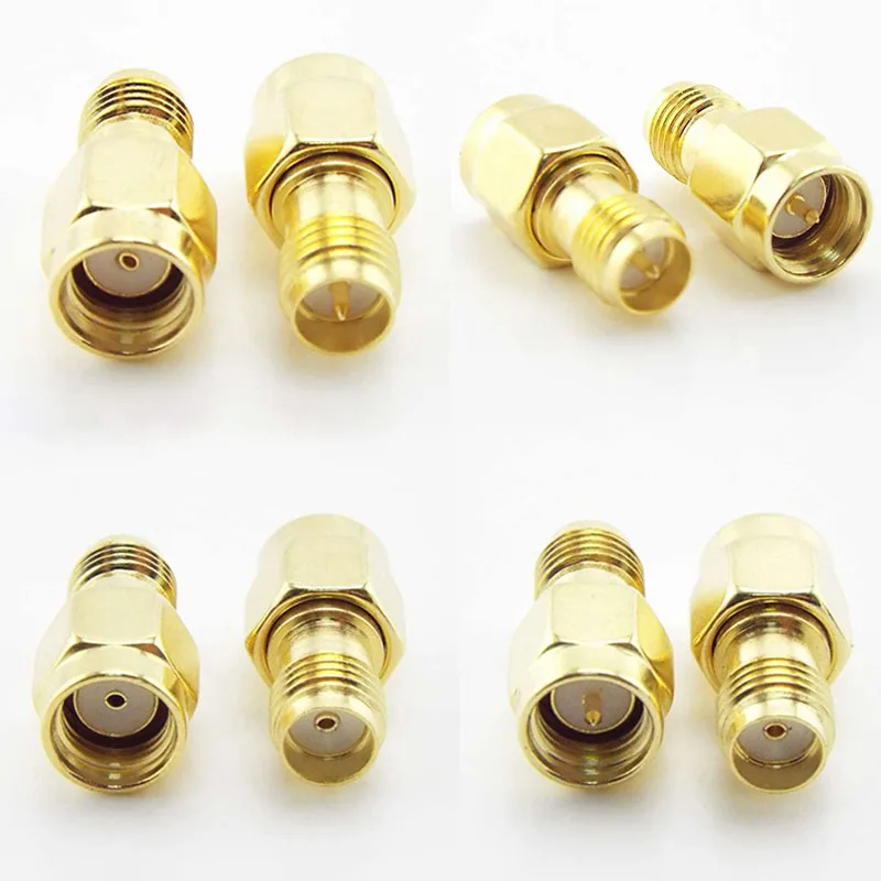 2PCS SMA RPSMA Male to RPSMA Female male Connector Adapter SMA Female to RP SMA Male Plug Gold Plated Straight Coaxial RF q2