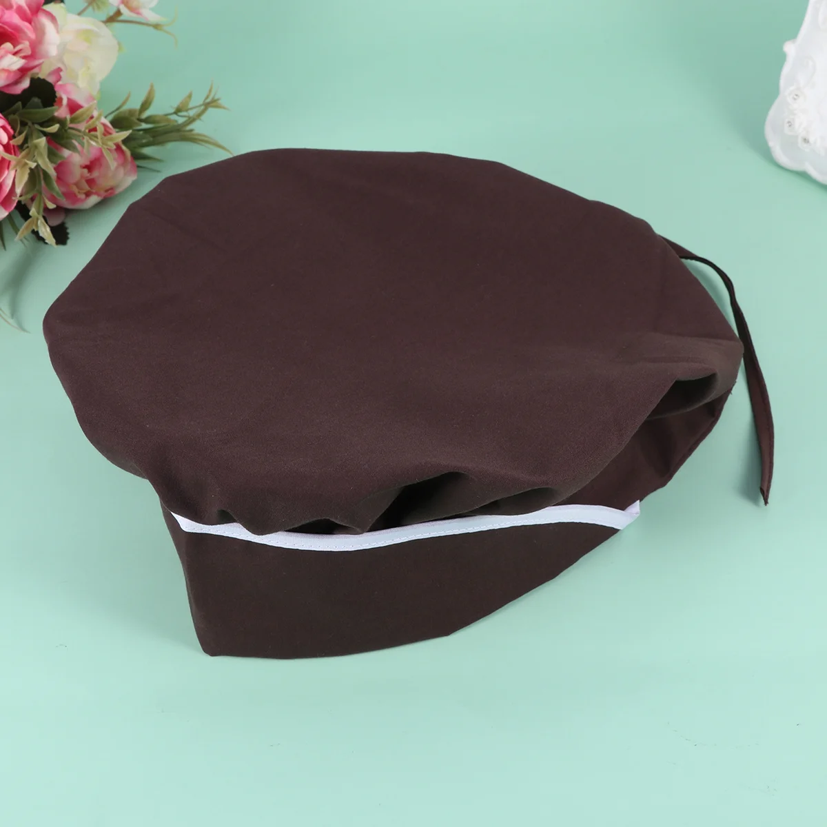 หมวกเชฟแบบผูกเชือก ปรับได้ สีชมพู น้ำหนักเบา ระบายอากาศดี ผ้าฝ้าย สำหรับทำอาหาร อบขนม กันควัน กันฝุ่น กันน้ำมัน สำหรับงานจัดเลี้ยง