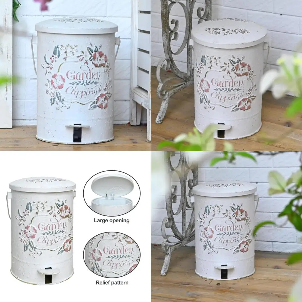 

Touchless Round Pedal Dog Poop Trash Can for Outdoor Use in Kitchen, Park, Garden, and Small Spaces