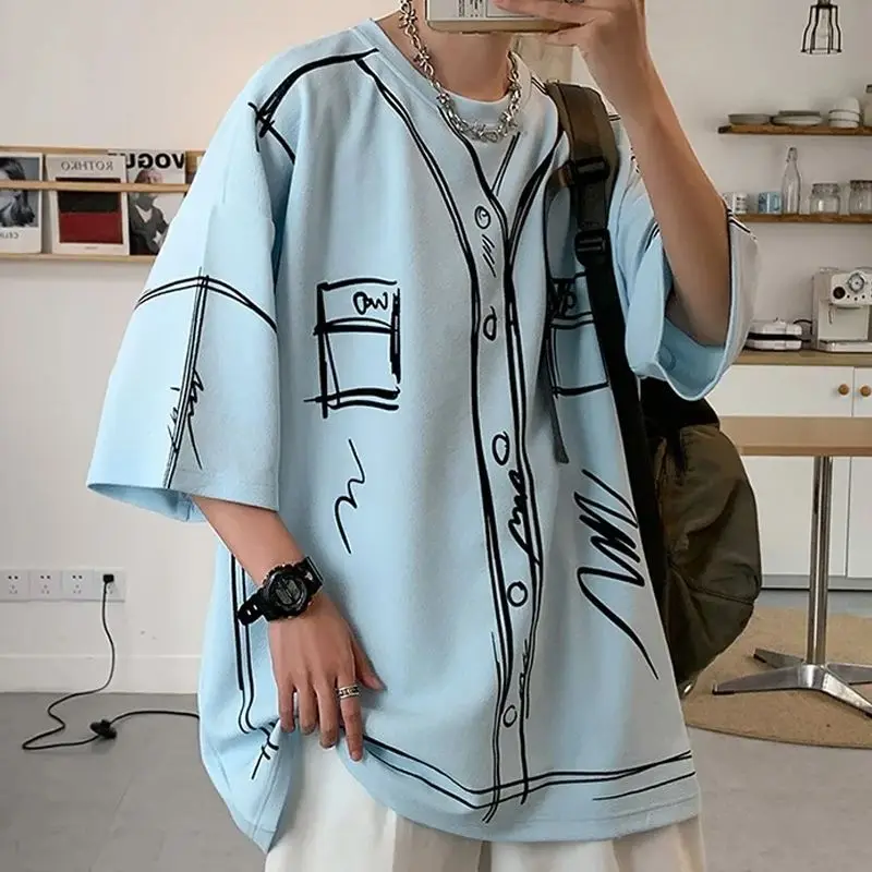 

Summer 2025 Oversized Streetwear Large Men Graphic Printed T-shirts Summer Casual Cotton Hip Hop Tee Trend Male Tops Harajuku