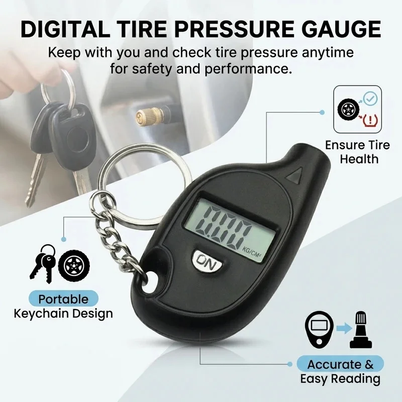 1-4Pcs Mini Digital Tire Pressure Gauge Quick Reading Portable Keychain For Cars Motorcycles Bicycles Precision Maintenance Tool