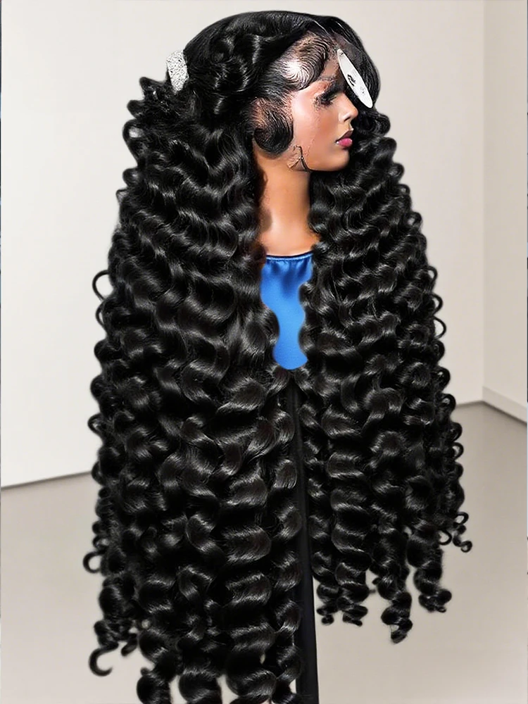 

40 46 Inch Deep Wave 13x6 Transparent HD Lace Front Wig Brazilian Human Hair Pre Plucked Curly Glueless Lace For Black Women