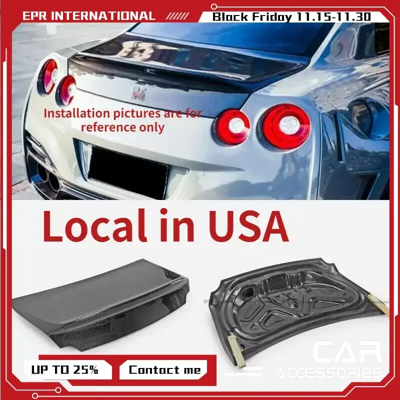 (Local in USA) For Nissan R35 GTR 08-16 AS-Style Carbon Fiber Rear Trunk Boot Lid Bodykits Trim