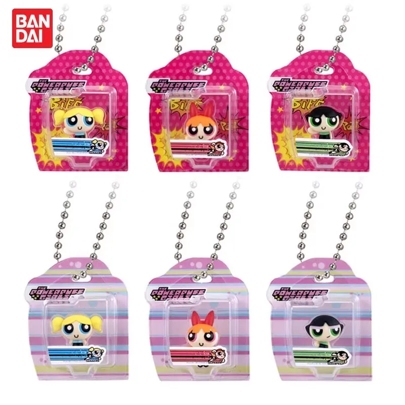 

Оригинальный набор Bandai Gashapon из 6 штук: коллекция брелоков «Суперкрошки» Blossom, игрушки для детей, подарочные модели-украшения