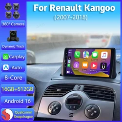 Android 16 Carplay Auto For Renault Kangoo 2007 2008 2009 - 2016 2017 2018 Multimedia Car Radio Player DVD Video WIFI+4G Stereo