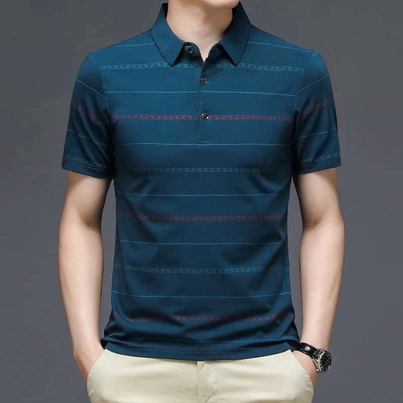 Luxury Brand Summer Polo Shirt for Men 2022 Casual Shirts Turn Down Collar Anti-wrinkle Social Poloshirt Men