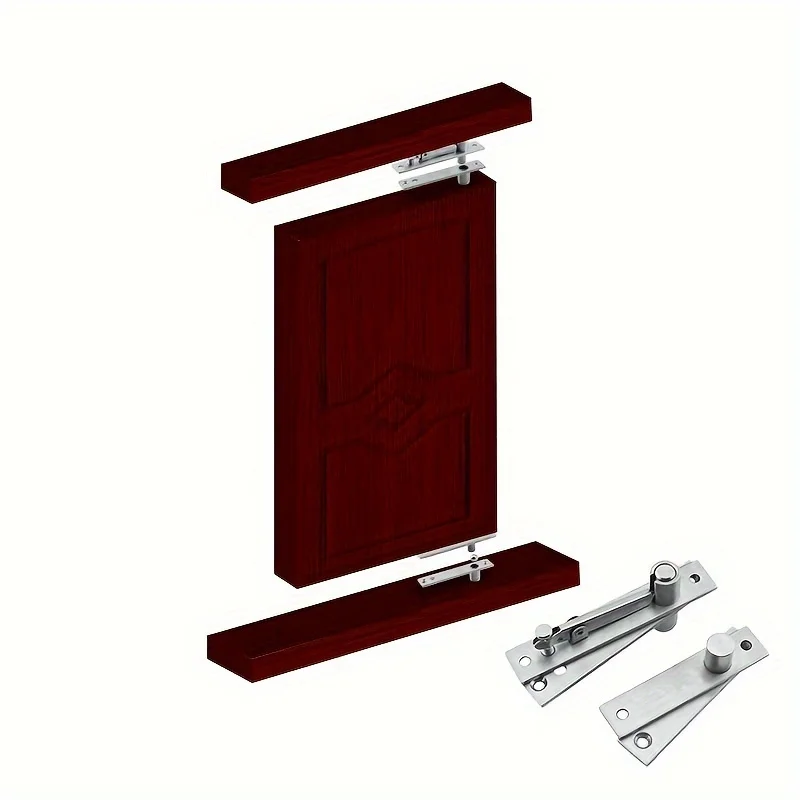Stainless Steel Concealed Cabinet Door Hinges, 360 Degree Pivot Recessed Mount with High Load Base Seamless and Secret Wood Door