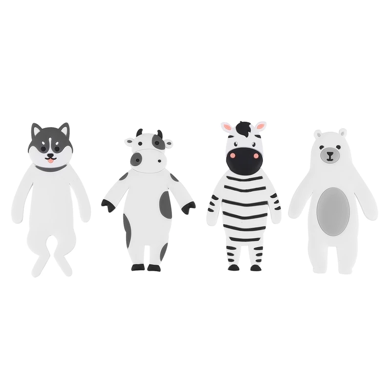 

Lovely Animal Family Hook Bear Cow Dog Zebra Sticker Refrigerator Gifts Can Washed Home Decoration Wall Hook, 4PCS