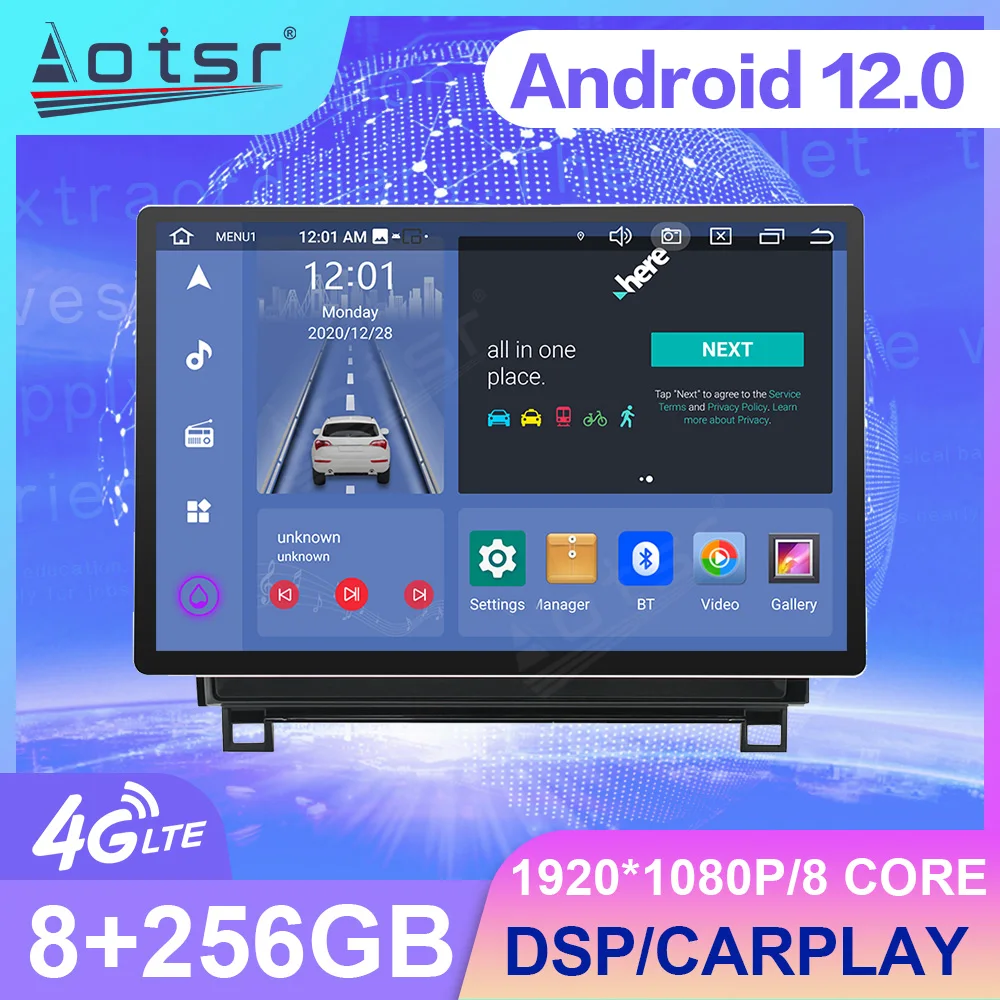 

13,3 дюйма Android 12 автомобильное радио для Toyota Sequoia Tundra 2013 - 2019 4G сенсорный экран Carplay центральный мультимедийный стерео головное устройство