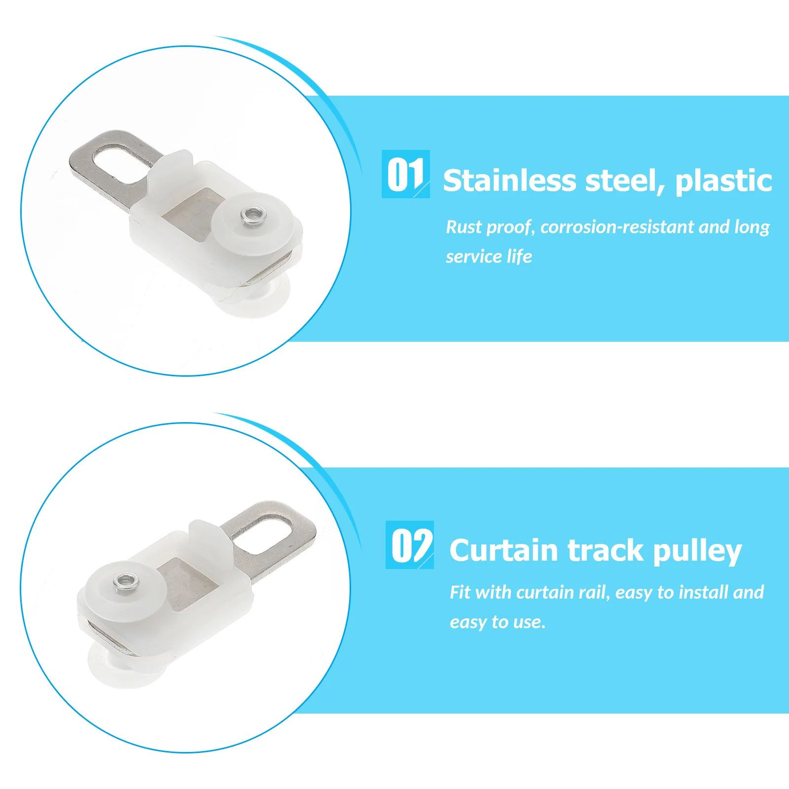 50 Pcs Ceiling Hooks Heavy Duty Convenient Curtain Rollers Pulley Accessories Track