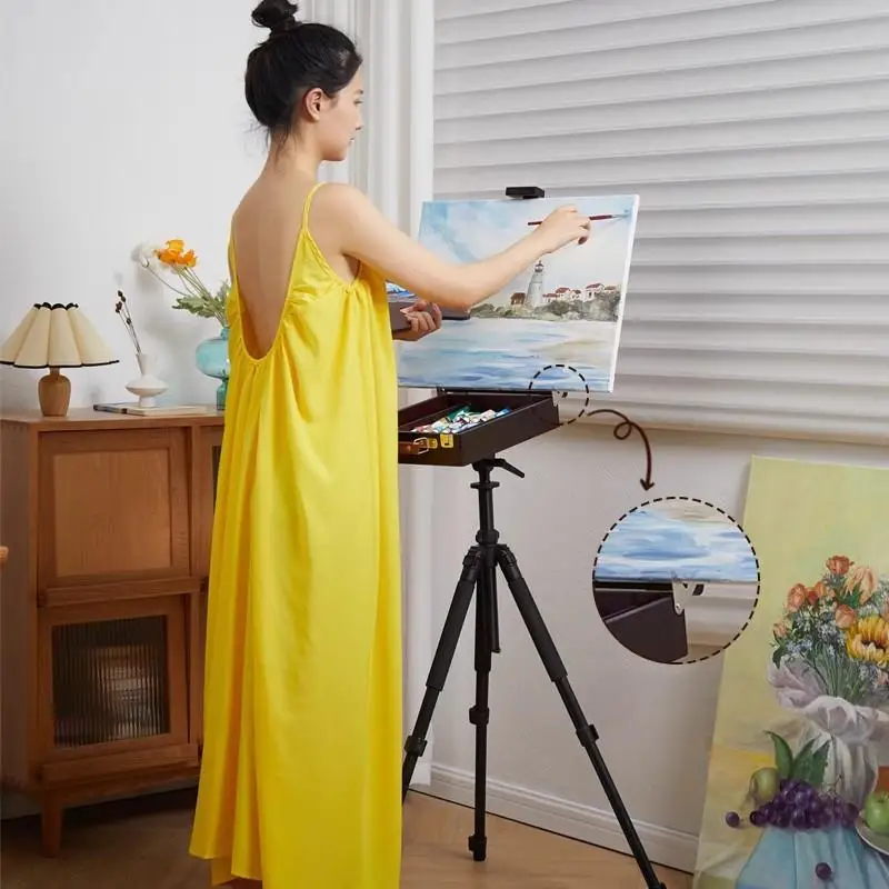 

Мольберт Plein Air Sketch Box — регулируемая деревянная станция для рисования с местом для хранения, портативный комплект для художника и студии и поле