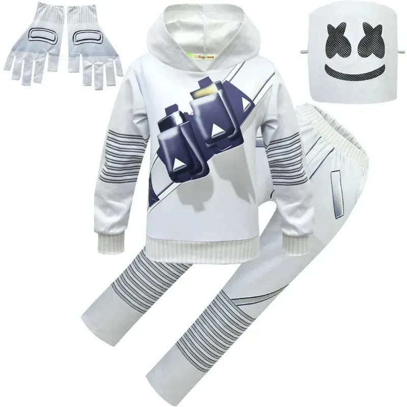 어린이 코스프레 의상 소년 할로윈 의상 DJ 마스크 흥미로운 의상 LED 마스크 Fortnite 슈트 음악 할로윈 파티 Grinch Co