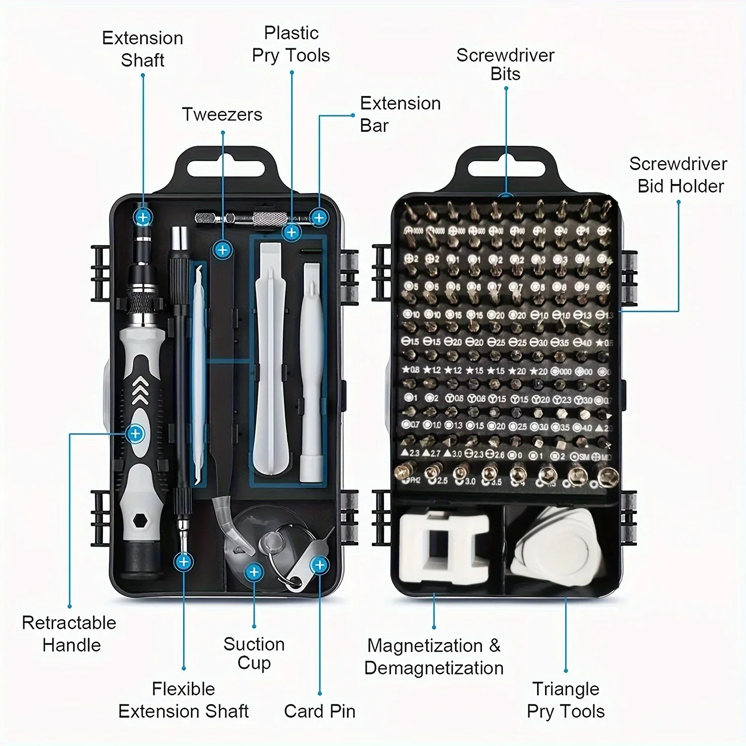 115-in-1 Magnetischer Präzisions-Schraubendreher-Satz Tragbares Elektronik-Reparaturwerkzeug Multi-Bit-Organizer für Digitale Geräte-Demontage – Detail 3