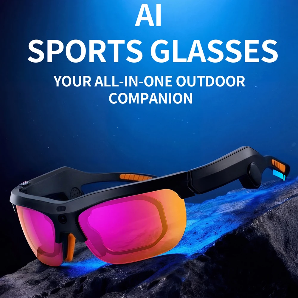 

13MP Camera AI Smart Cycling Sports Glasses UV400 Protection Goggles Men Video Record Photo Translation Bluetooth Sunglasses
