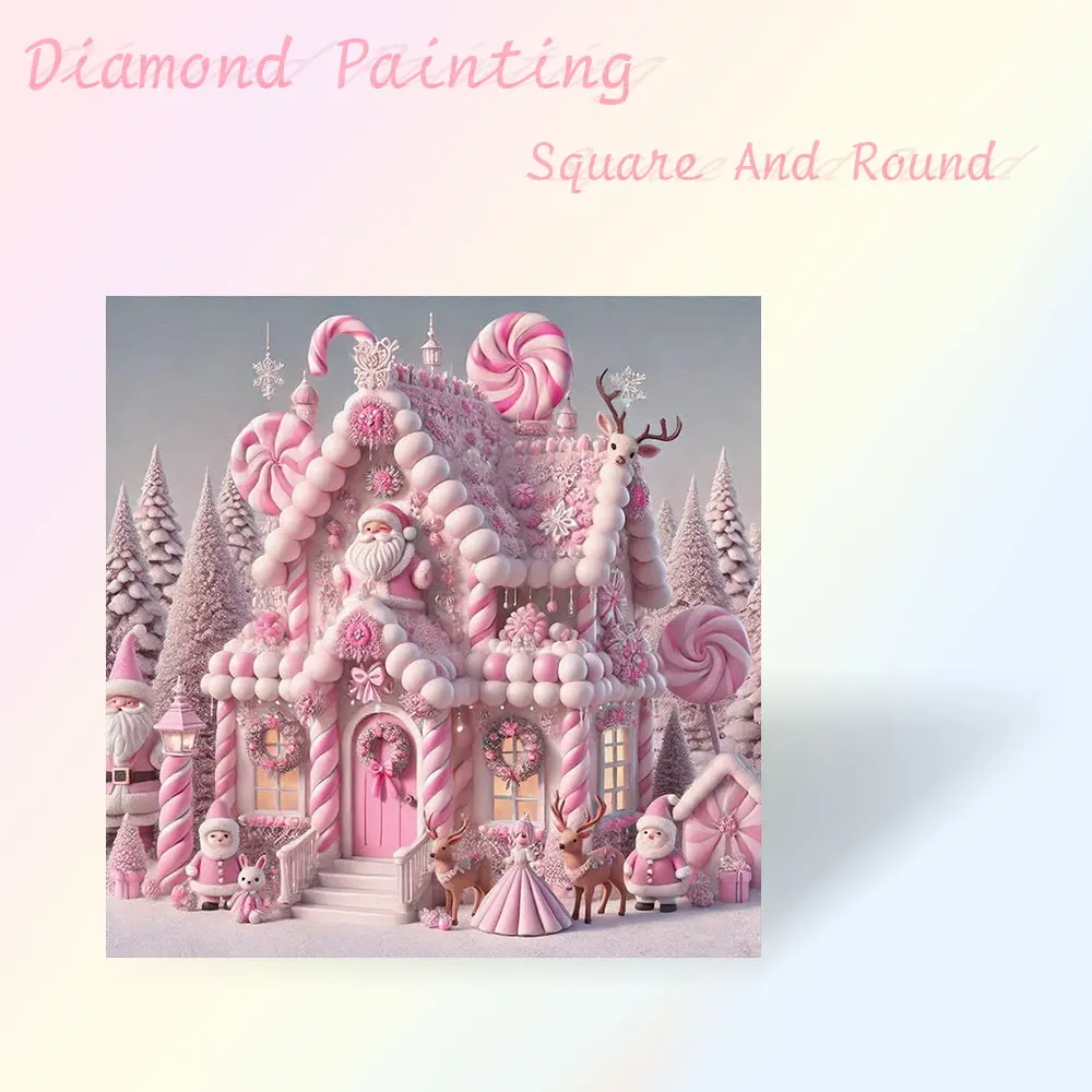 

Рождественская алмазная живопись, полная квадратная круглая Алмазная мозаика, зимний дом, картина из стразов, украшение для дома