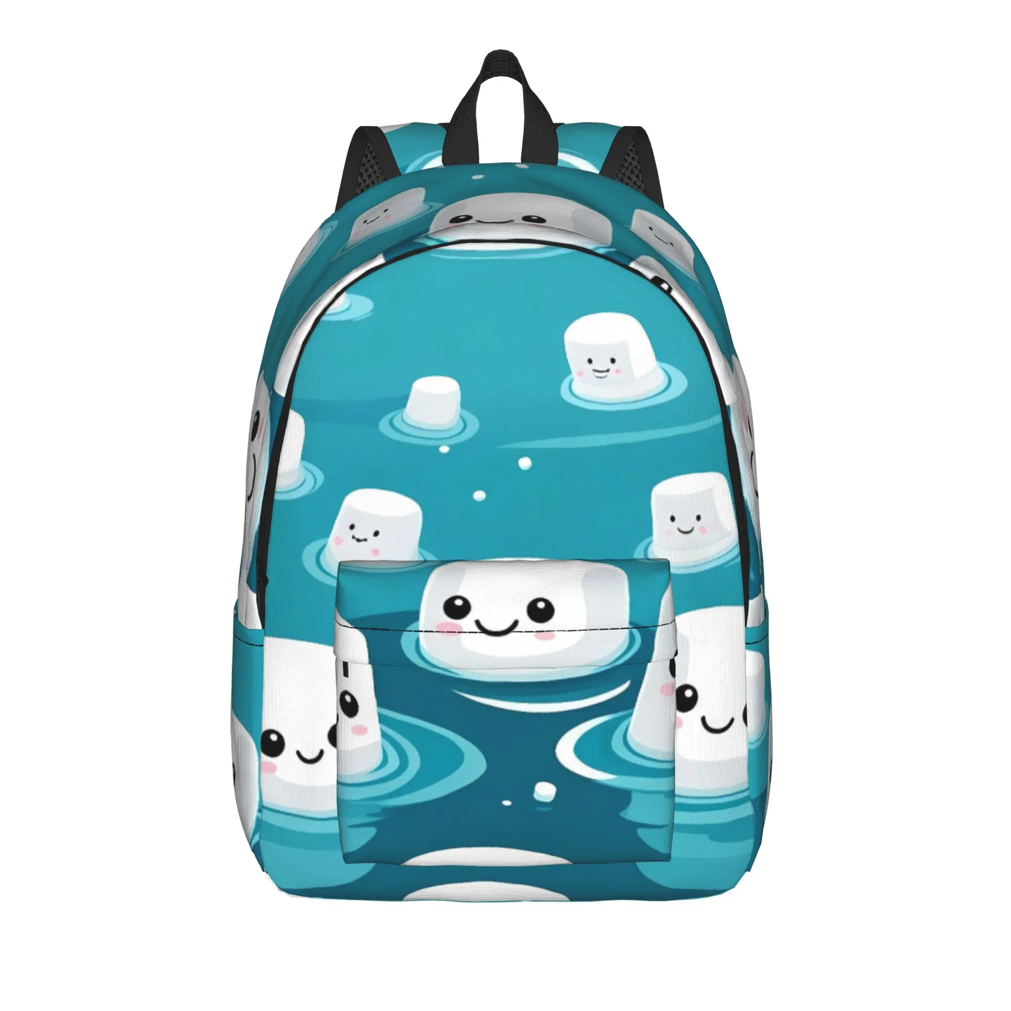 Fun Marshmallow Cartoon  Backpack  Male Polyester Travel Backpacks Big Aesthetic School Bags Rucksack